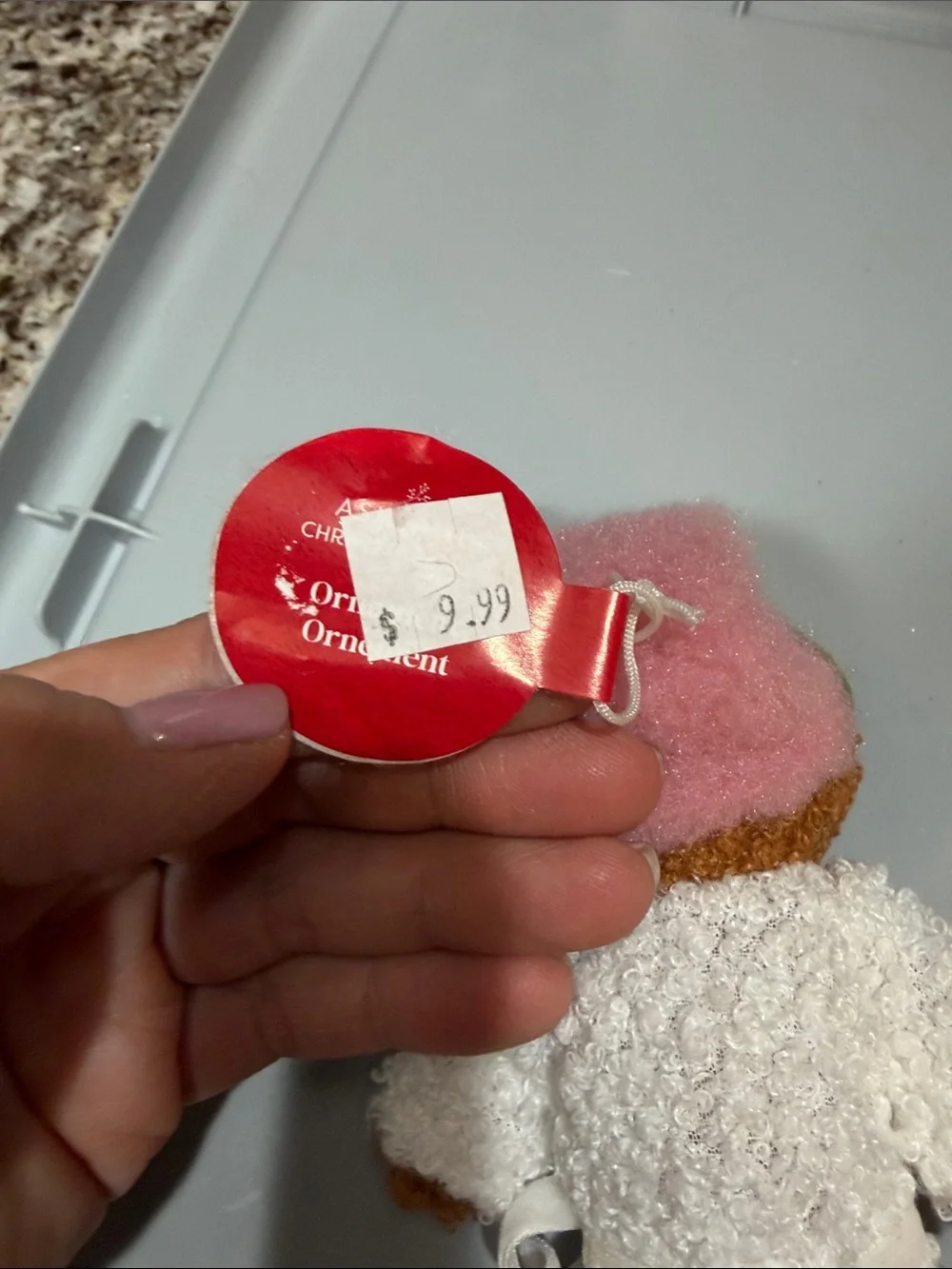 Ashland Plush Bath Doll in White Robe with Pink Head Wrap and Red Accessory
